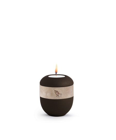 Gedenklicht Edition Papyrus, Farbe Siena, Band aus Pflanzenfasern, Porzellan