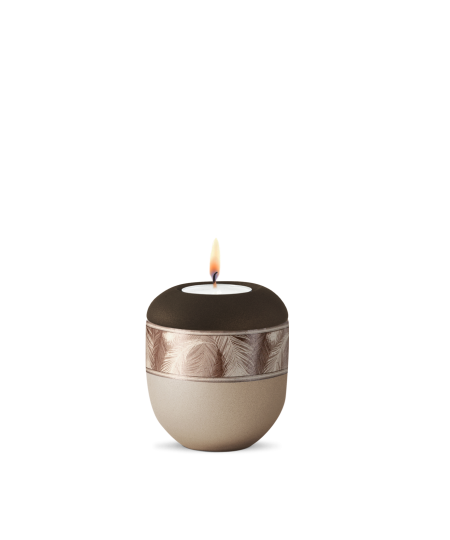 Edition Facile, Gedenklicht, Blätterdekor/ Federdekor