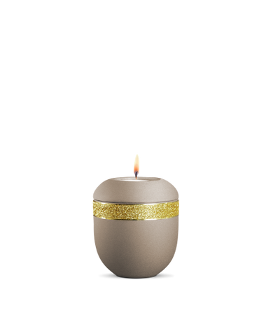 Gedenklicht, Infinity Glamour Gold, velvet, Gold glitzerndes Dekor
