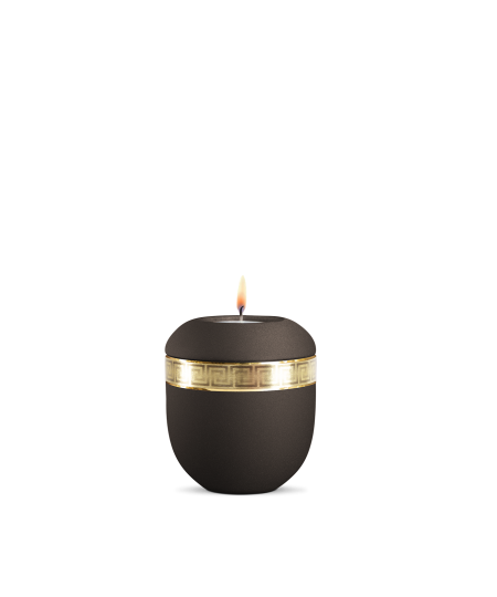 Gedenklicht, Infinity Livorno, velvet, gebürstetes Golddekor "Mäander"