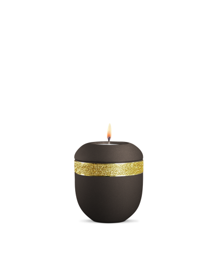 Gedenklicht, Infinity Glamour Gold, velvet, Gold glitzerndes Dekor