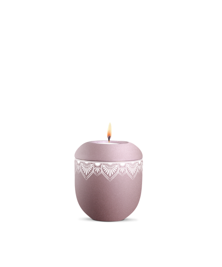 Gedenklicht, Infinity Mandala, velvet, Mandala auf dem Deckel und umlaufend