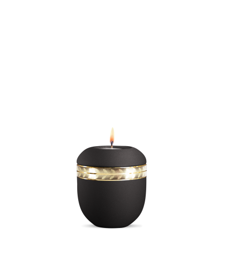 Gedenklicht, Infinity Livorno, velvet, gebürstetes Golddekor "Zweig"