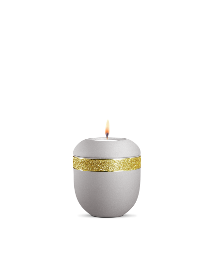 Gedenklicht, Infinity Glamour Gold, velvet, Gold glitzerndes Dekor