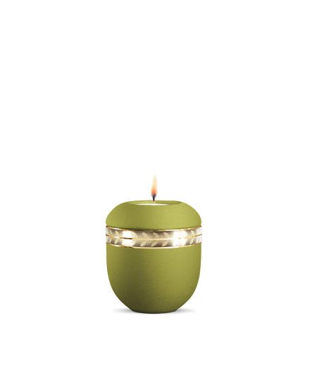 Gedenklicht, Infinity Livorno, velvet, gebürstetes Golddekor "Zweig"