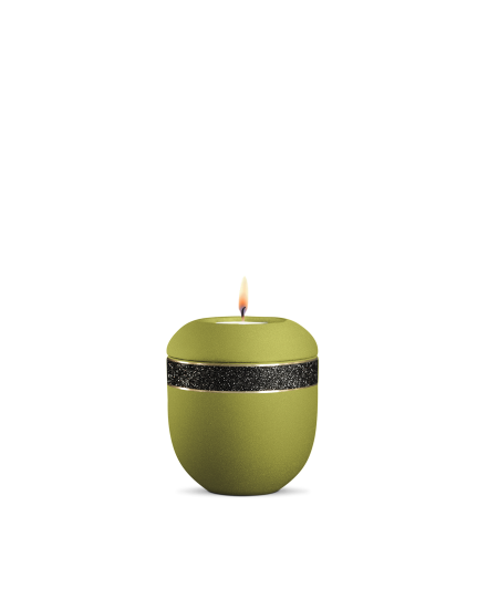 Gedenklicht, Infinity Noire, velvet, Schwarz glitzerndes Dekor