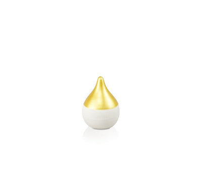 Keramik Kleinurne Tropf, weiss/gold, gerillt