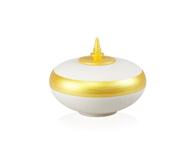 Keramikurne Orient, weiss/gold