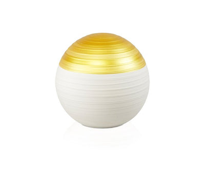 Keramikurne Kugel, weiss/gold