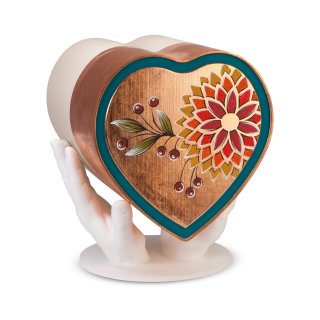 Herzurne "Herbstblume" im Designbehälter