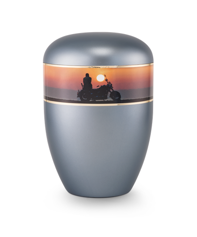 Motorrad, perlmutt stahlgrau