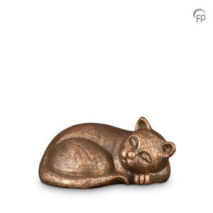 Keramik Tierurne Hund/ Katze Bronze