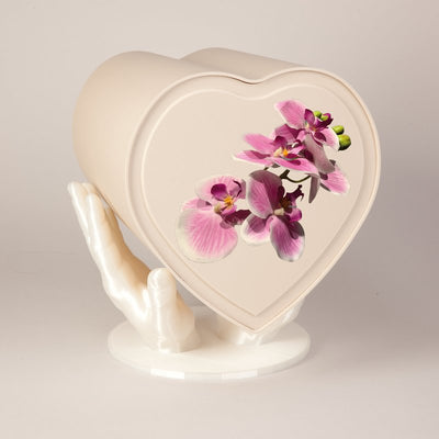Herzurne mit aufgedrucktem Orchidee-Motiv